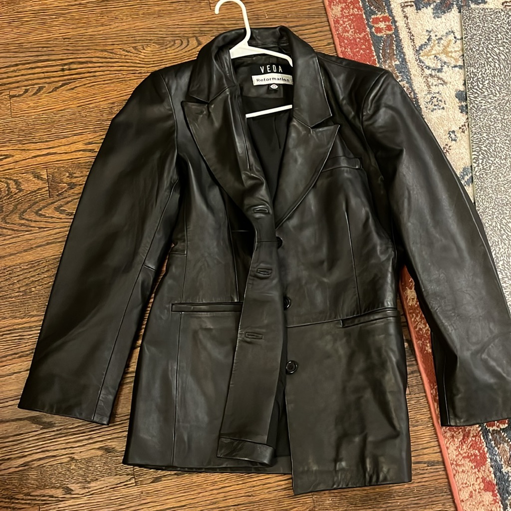 Reformation X Veda Hal Fitted Leather Blazer Nwot